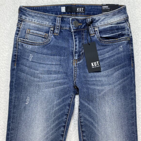 Kut from the Kloth Connie Ankle Skinny Womens 00 Denim Blue Jeans 25x26 NWT - Picture 2 of 16